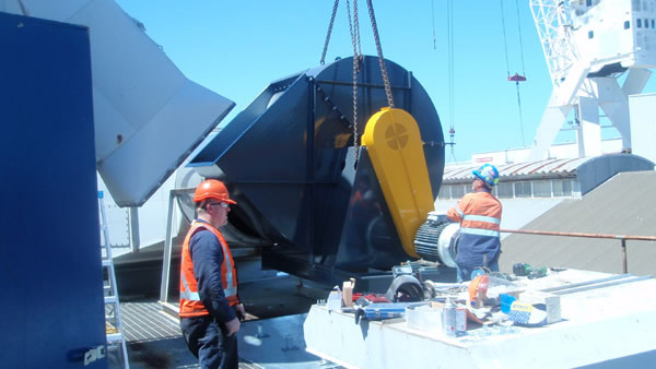 industrial blower fan on site installation