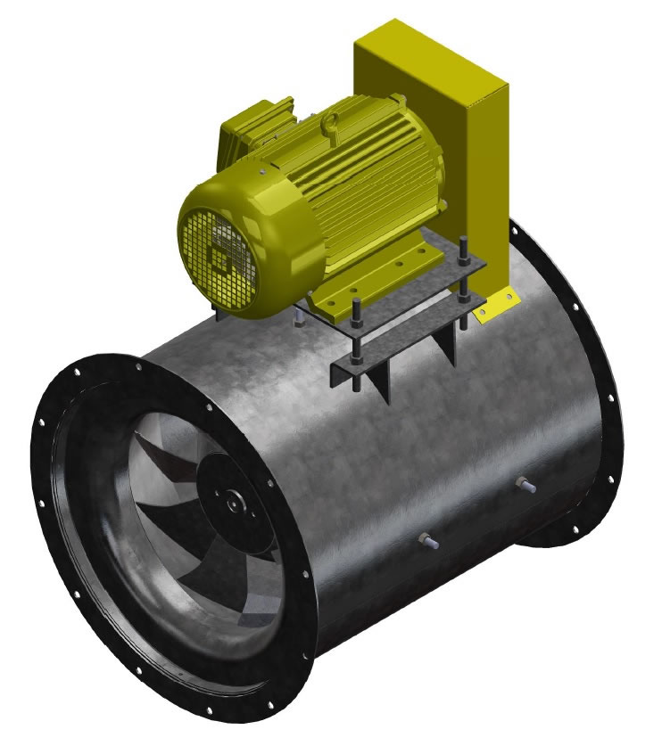 recirculation fan mixed flow fan assembly