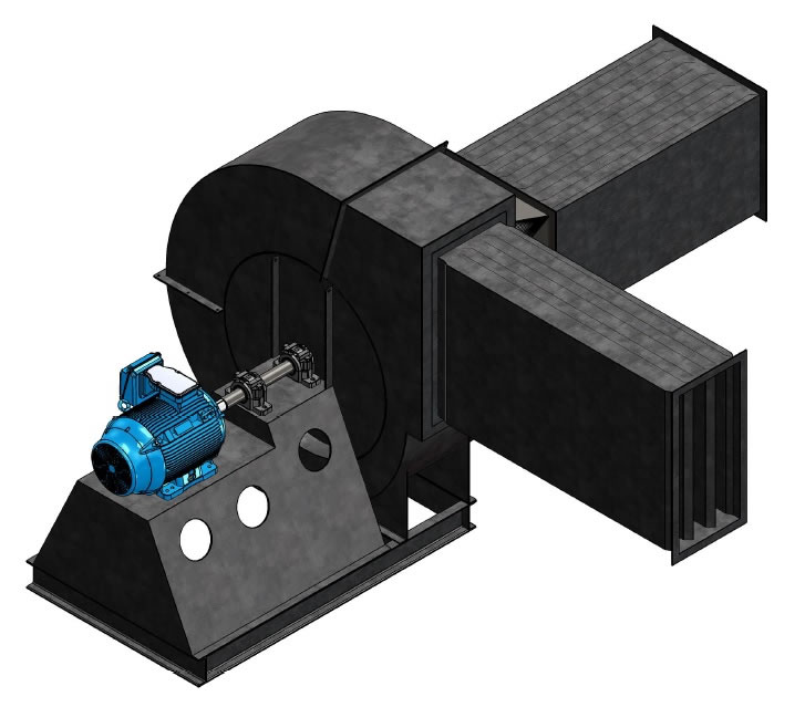 supply air fan arrangement fan assembly with silencers